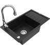 Mexen Elias granitno pomivalno korito z eno posodo z odcejalnikom in kuhinjsko pipo Savita, črno - 6511-77-672601-00