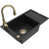 Mexen Elias fregadero de granito de 1 seno con escurridor y grifo de cocina Savita, negro - 6511-77-672601-50