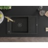 Mexen Elias évier en granit 1 bac avec égouttoir et robinet de cuisine Savita, noir - 6511-77-672601-50-B