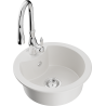 Mexen Diego 1-bowl granite sink with Savita kitchen tap, white - 6512-20-672601-00