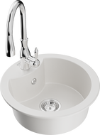 Mexen Diego graniittinen 1-allas keittiöhana Savita, valkoinen - 6512-20-672601-00