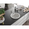 Mexen Diego granite kitchen sink 1-bowl with Savita kitchen faucet, white - 6512-20-672601-20