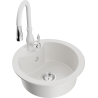 Mexen Diego single-bowl granite sink with Savita kitchen tap, white - 6512-20-672601-20