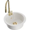 Mexen Diego 1-bowl granite sink with Savita kitchen tap, white - 6512-20-672601-50