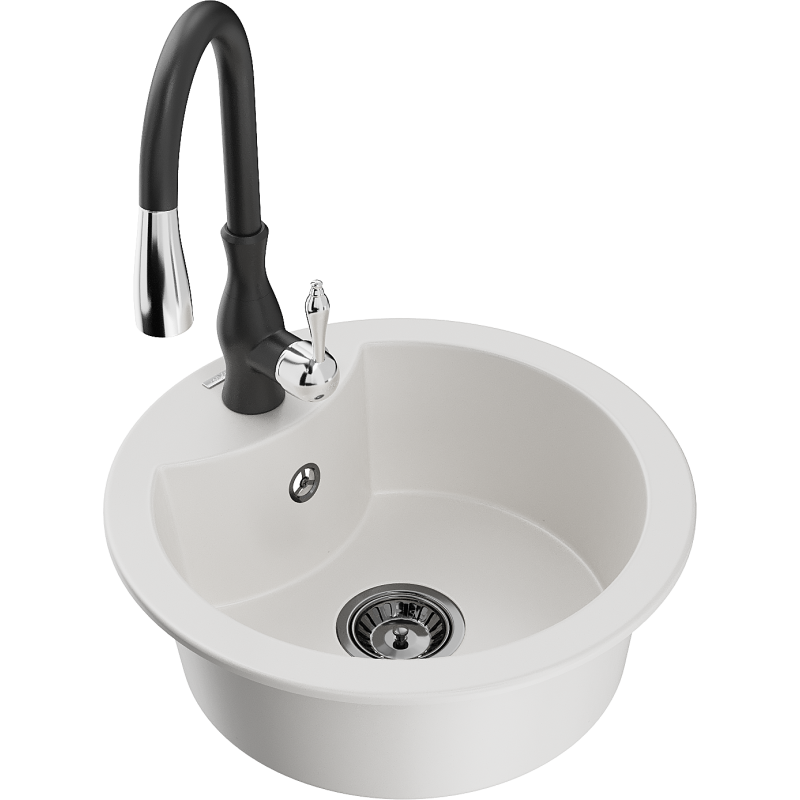 Mexen Diego Granitspullsteen mat 1-Kummer mat Kichkrunn Savita, wäiss - 6512-20-672601-70