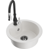 Mexen Diego granite sink 1-bowl with Savita kitchen tap, white - 6512-20-672601-70