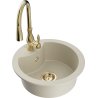 Mexen Diego granite sink 1-bowl with Savita kitchen tap, beige - 6512-69-672601-50