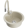 Mexen Diego granite sink with 1 compartment and Savita kitchen tap, beige - 6512-69-672601-69