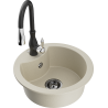 Mexen Diego 1-bowl granite kitchen sink with Savita tap, beige - 6512-69-672601-70