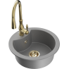 Mexen Diego 1-bowl granite sink with Savita kitchen tap, grey - 6512-71-672601-50