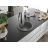 Mexen Diego 1-bowl granite sink with Savita kitchen tap, grey - 6512-71-672601-70
