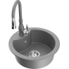Mexen Diego fregadero de granito de 1 compartimento con grifo de cocina Savita, gris - 6512-71-672601-71