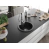 Mexen Diego fregadero de granito de una cámara con grifo de cocina Savita, negro/plateado metálico - 6512-73-672601-00