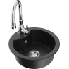 Mexen Diego fregadero de granito de una cámara con grifo de cocina Savita, negro/plateado metálico - 6512-73-672601-00