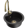 Mexen Diego granit sink 1-chamber with Savita kitchen faucet, black/silver metallic - 6512-73-672601-50