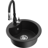 Mexen Diego 1-bowl granite sink with Savita kitchen tap, black/silver metallic - 6512-73-672601-70