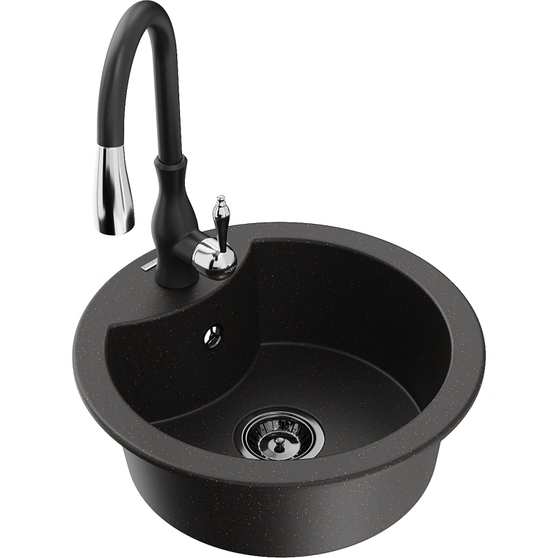 Mexen Diego νεροχύτης γρανίτης 1-θαλάμου με μπαταρία κουζίνας Savita,