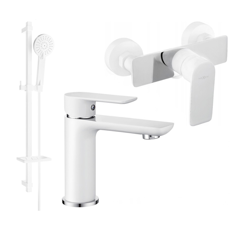 Mexen Alfa DQ40 dušikomplekt, valge/kroom - 745704DQ40-02