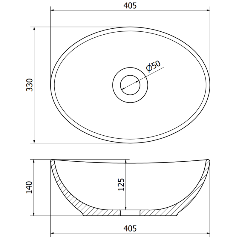 Mexen Elza lavabo sobre encimera 40 x 33 cm, plateado - 21014052