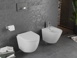 Mexen Lena WC školjka Rimless s trdo desko z mehkim zapiranjem, duroplast, sijajno bela - 30220200