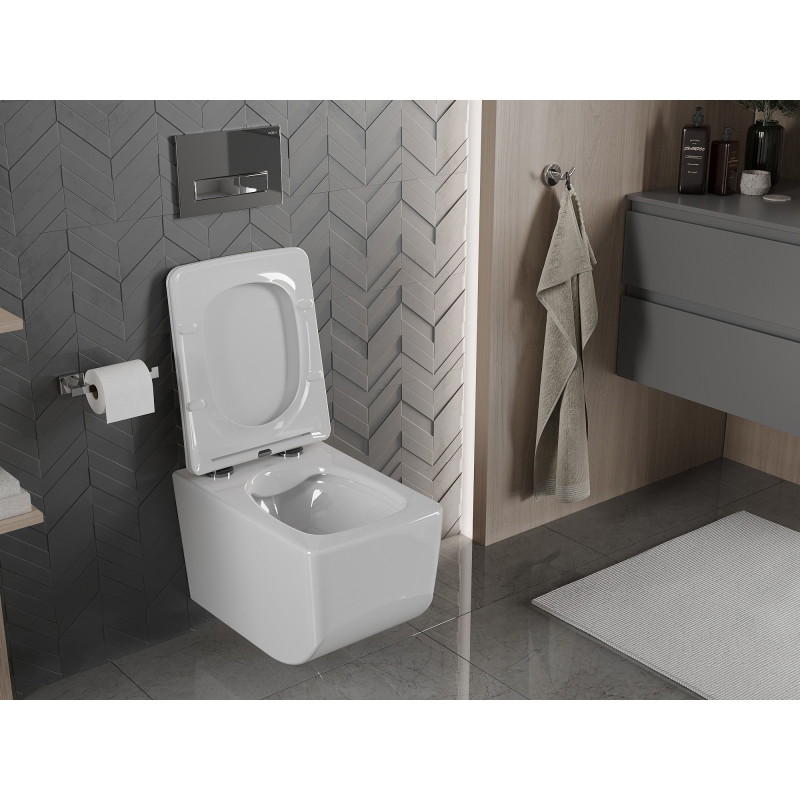 Mexen Vera wc-pot Rimless met zacht sluitende slanke bril, duroplast, wit - 30164000