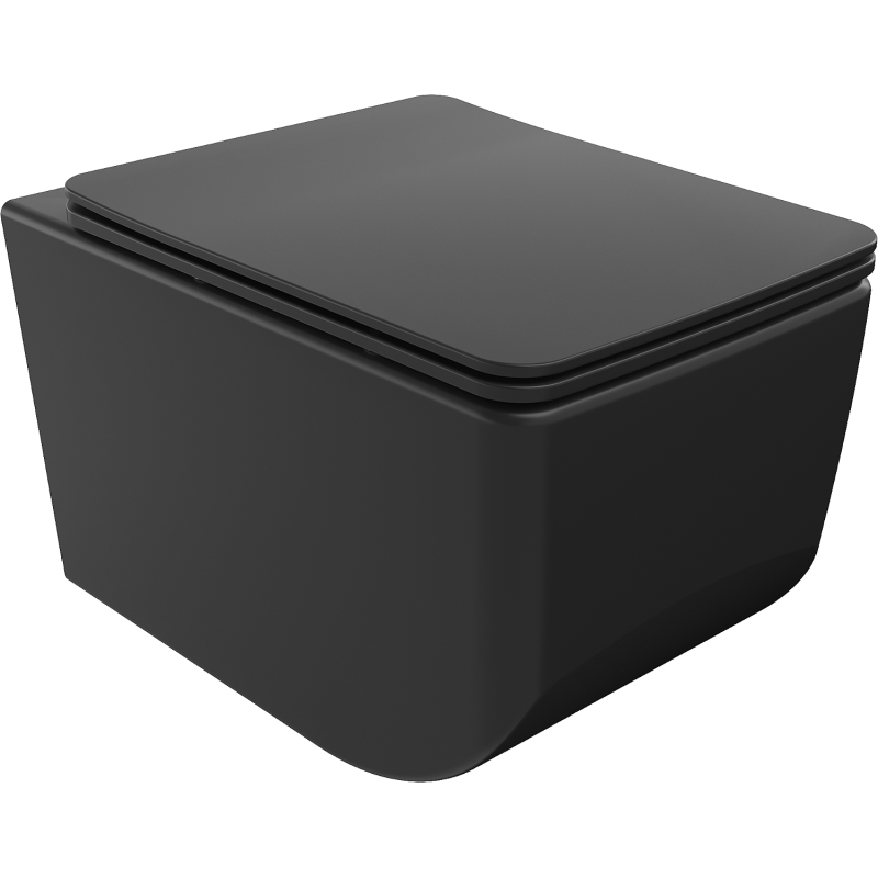 Mexen Vera sanitário com tampa Slim de queda suave, duroplástico, preto mate - 30164070