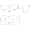 Mexen Bari freistehende Badewanne aus Konglomerat 165 x 75 cm, schwarz matt - 57221657570