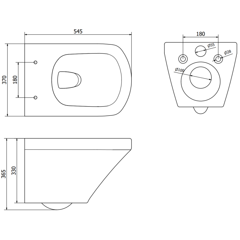 Mexen Vito Rimless wc-pot met slanke, zacht sluitende duroplast bril, wit glanzend - 30174000