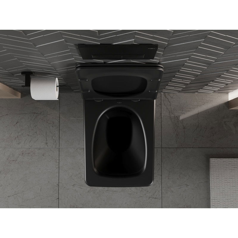 Mexen Vera cuvette WC sans rebord avec abattant à descente lente slim, duroplast, noir mat - 30164070