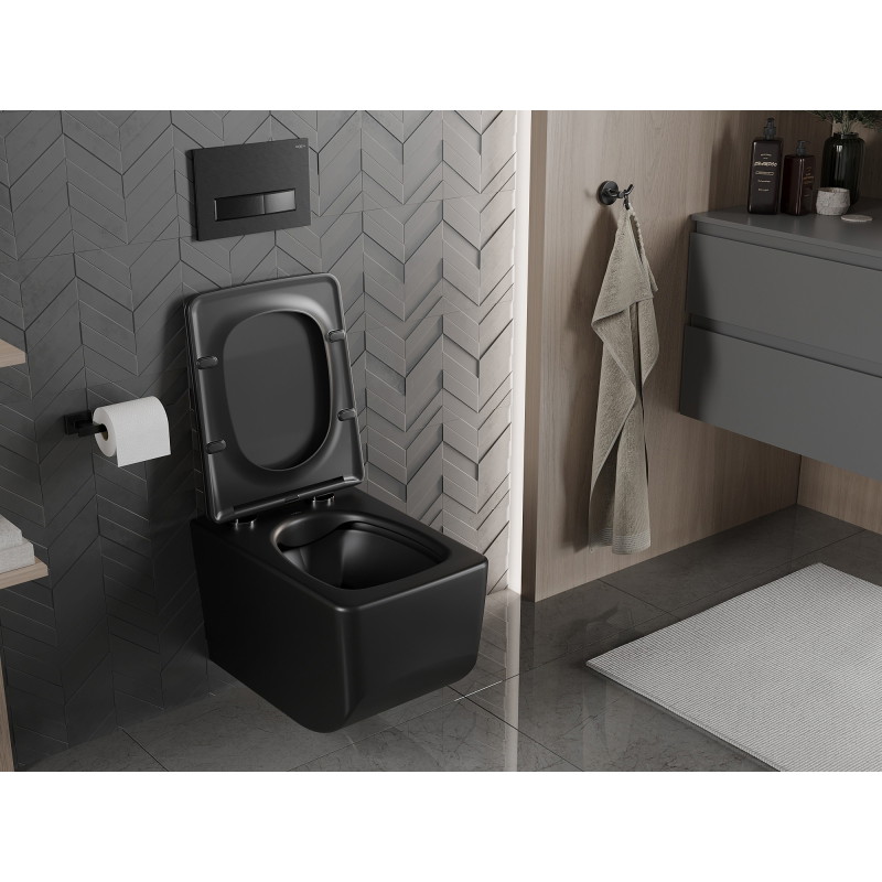 Mexen Vera WC-Schüssel Rimless mit Soft-Close-Slim-Sitz, Duroplast, schwarz matt - 30164070
