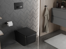 Mexen Vera WC-skål utan kant med självsänkande slim-sits, duroplast, svart matt - 30164070