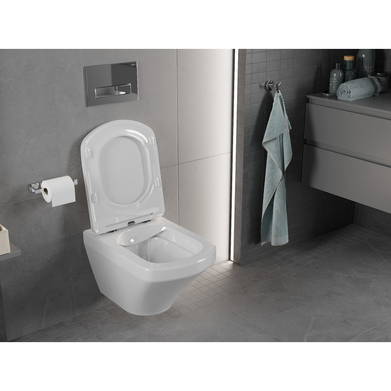 Mexen Vito rimloze wc-pot met slim, langzaam sluitende duroplast bril, glanzend wit - 30174000