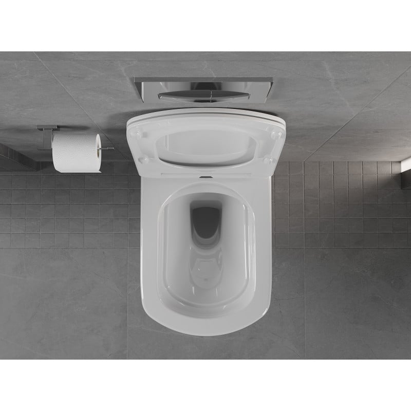 Mexen Vito inodoro Rimless con asiento delgado de caída lenta, duroplast, blanco brillante - 30174000