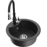 Mexen Diego granite sink 1-bowl with Savita kitchen tap, speckled black - 6512-76-672601-70