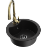 Mexen Diego 1-bowl Granite Sink with Savita Kitchen Mixer Tap, Black - 6512-77-672601-50-B
