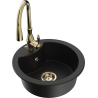 Mexen Diego fregadero de granito de 1 seno con grifo de cocina Savita, negro - 6512-77-672601-50