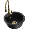 Mexen Diego granite kitchen sink 1-bowl with Savita kitchen faucet, black - 6512-77-672601-50