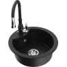 Mexen Diego fregadero de granito de 1 compartimento con grifo de cocina Savita, negro - 6512-77-672601-70