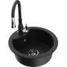 Mexen Diego fregadero de granito de 1 cubeta con grifo de cocina Savita, negro - 6512-77-672601-70-B