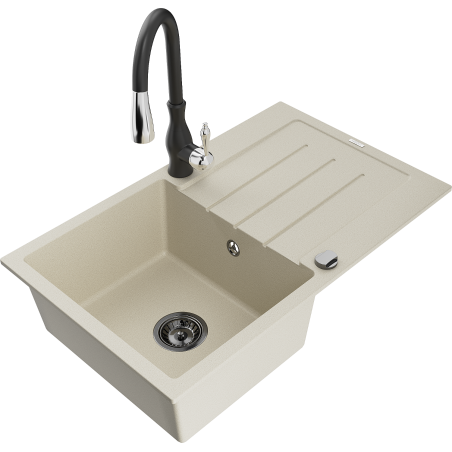 Mexen Bruno Granitaféier 1-Kummer Spull mat Offloss an Kichendäich Savita, beige - 6513-69-672601-70