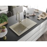 Mexen Cesar lavello in granito 1-vasca con gocciolatoio e miscelatore da cucina Savita, beige - 6514-69-672601-69