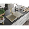Mexen Cesar lavello in granito a 1 vasca con scolapiatti e rubinetto da cucina Savita, beige - 6514-69-672601-50