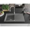 Mexen Cesar fregadero de granito de 1 cuenco con escurridor y grifo de cocina Savita, gris - 6514-71-672601-00