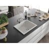 Mexen Pedro Granitspüle 1-beckig 560 x 460 mm, weiß, Siphon Chrom - 6508561000-20