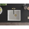 Mexen Pedro Granitspüle 1-Becken 560 x 460 mm, weiß, goldener Siphon - 6508561000-20-G