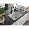 Mexen Pedro fregadero de granito de 1 seno 560 x 460 mm, blanco, sifón negro - 6508561000-20-B