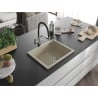 Mexen Pedro Granitspüle einbecken mit Abmessungen 560 x 460 mm, beige, Siphon Chrom - 6508561000-69