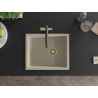 Mexen Pedro granieten spoelbak 1-komor 560 x 460 mm, beige, gouden sifon - 6508561000-69-G