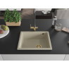 Mexen Pedro granieten spoelbak 1-komor 560 x 460 mm, beige, gouden sifon - 6508561000-69-G