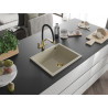 Mexen Pedro granieten spoelbak 1-komor 560 x 460 mm, beige, gouden sifon - 6508561000-69-G